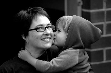 George kissing his mother